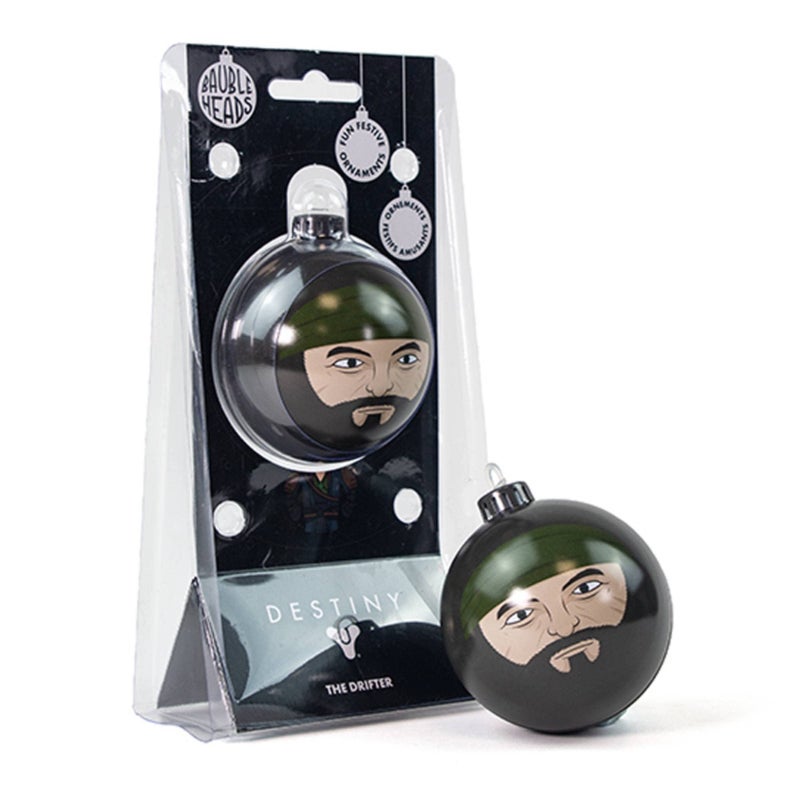 Numskull Bauble Heads Official Destiny 2 The Drifter Christmas Tree Decoration Ornament - Black Tin Metal Christmas Bauble Ball Hanging D  cor - Image 1